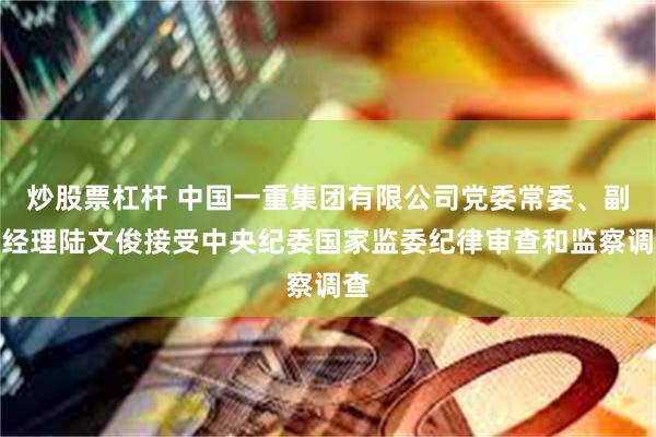 炒股票杠杆 中国一重集团有限公司党委常委、副总经理陆文俊接受中央纪委国家监委纪律审查和监察调查