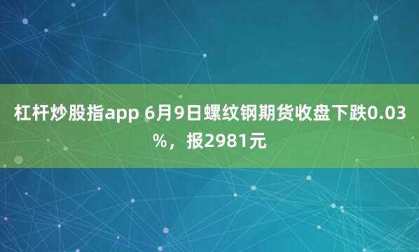 杠杆炒股指app 6月9日螺纹钢期货收盘下跌0.03%，报2981元